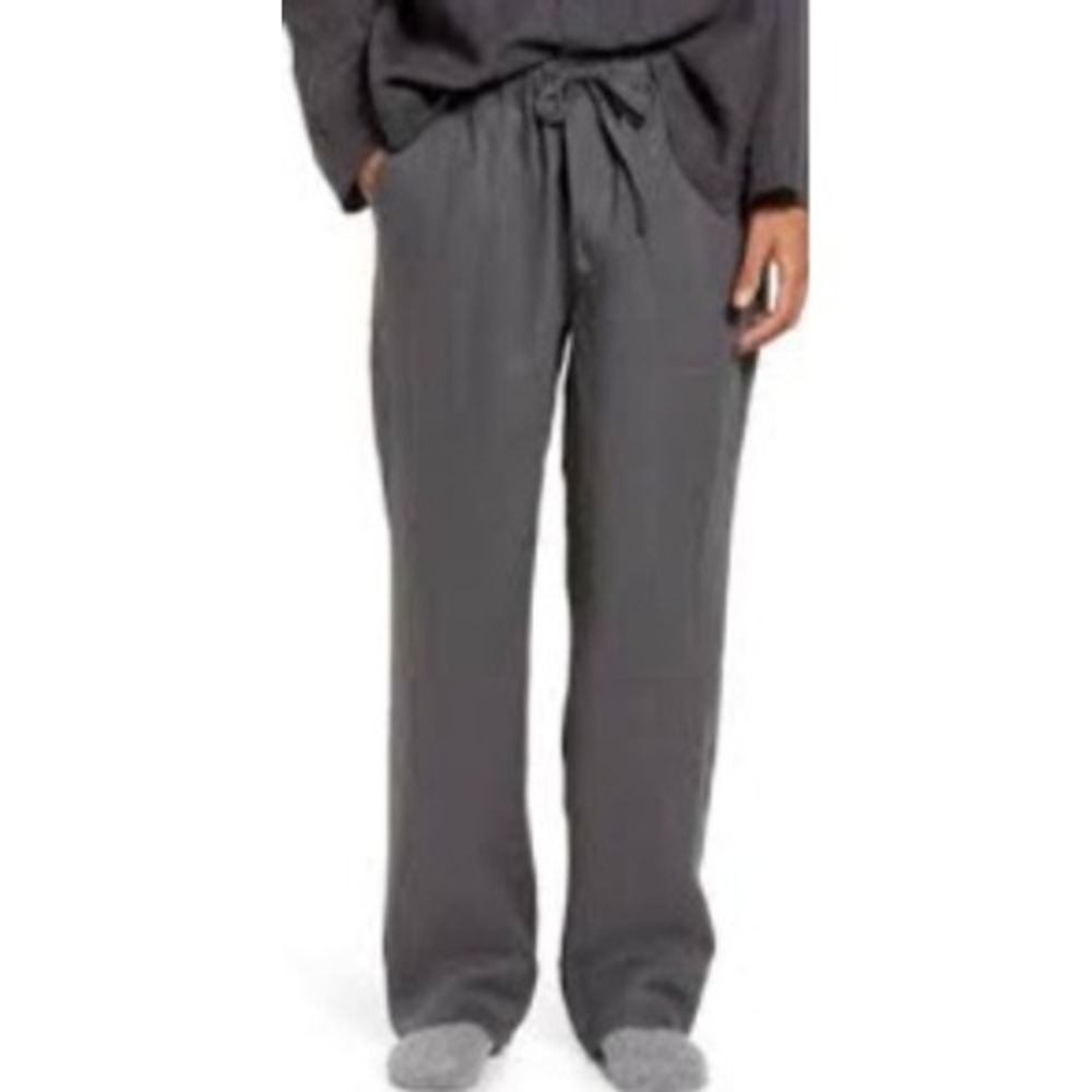PARACHUTE 100% Linen Wide Leg Pant Charcoal Gray Women Size XL Casual Drawstring